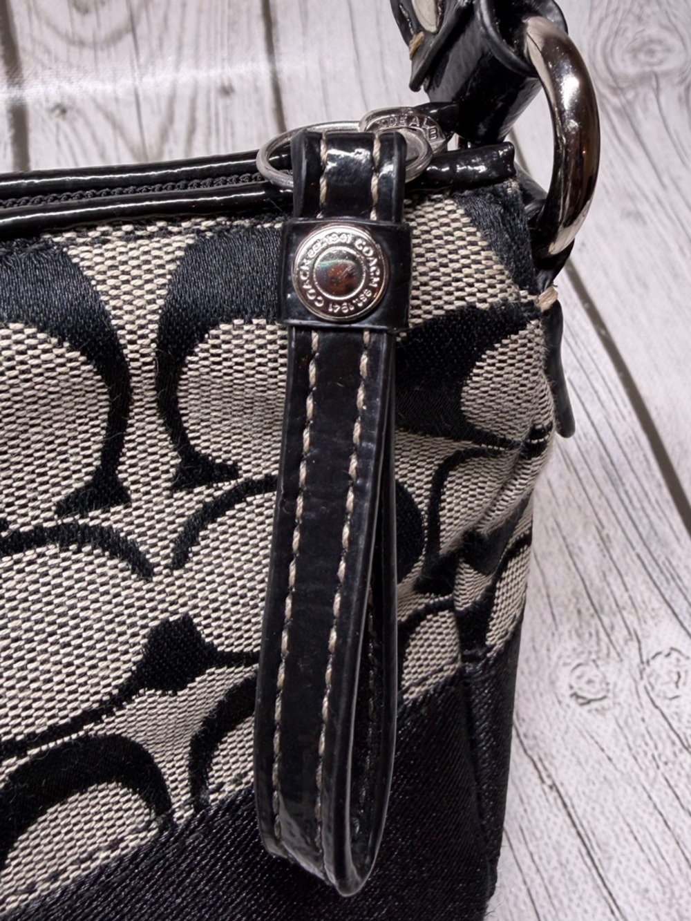 PRE LOVED Coach Y2K Signature Stripe Top Handle Mini Shoulder Bag - Picture 3 of 11